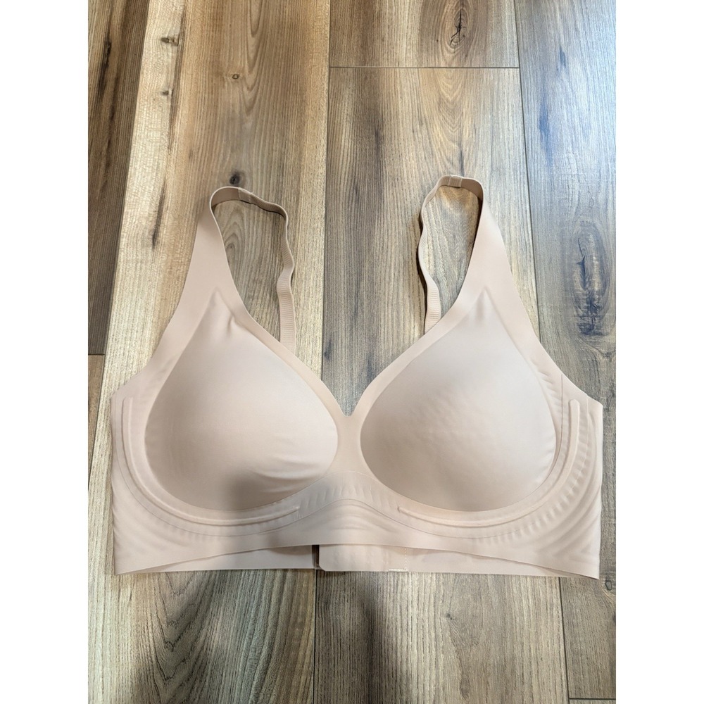 Shecurve Bra Women's XL Beige Tan Soft Padded Wireless Comfort Support T-shirt